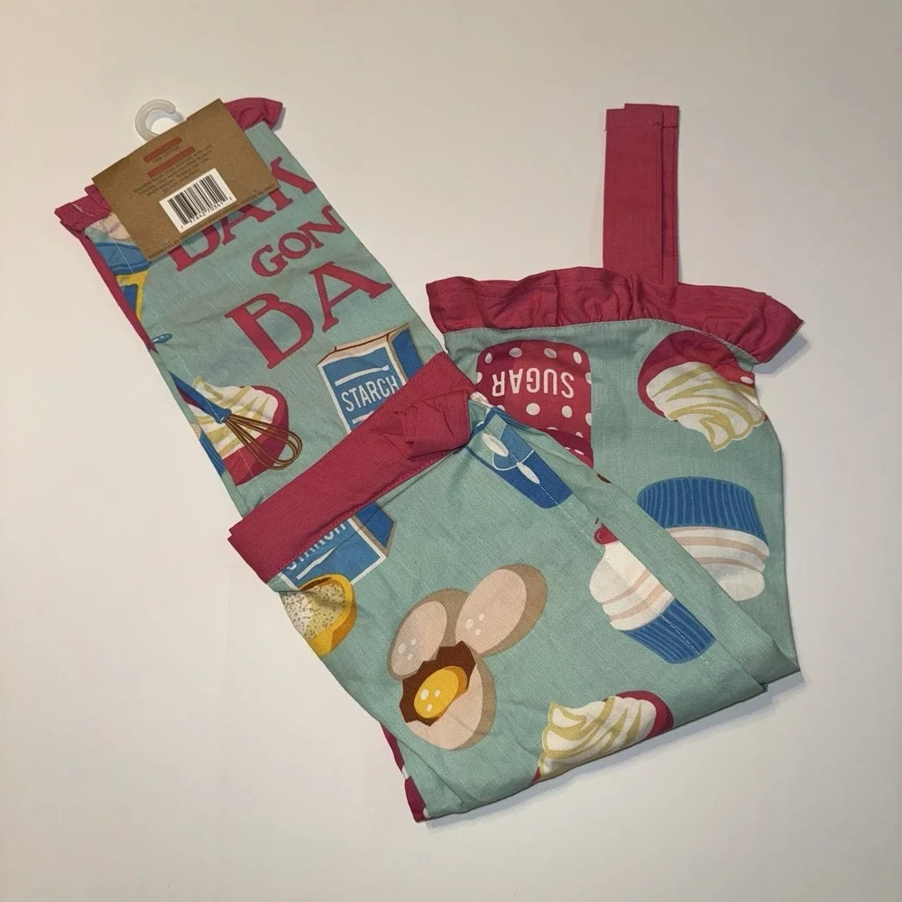 NWT Bakers Gonna Bake Pantry Apron Cupcakes Baking Pink Ruffle One‎ Size